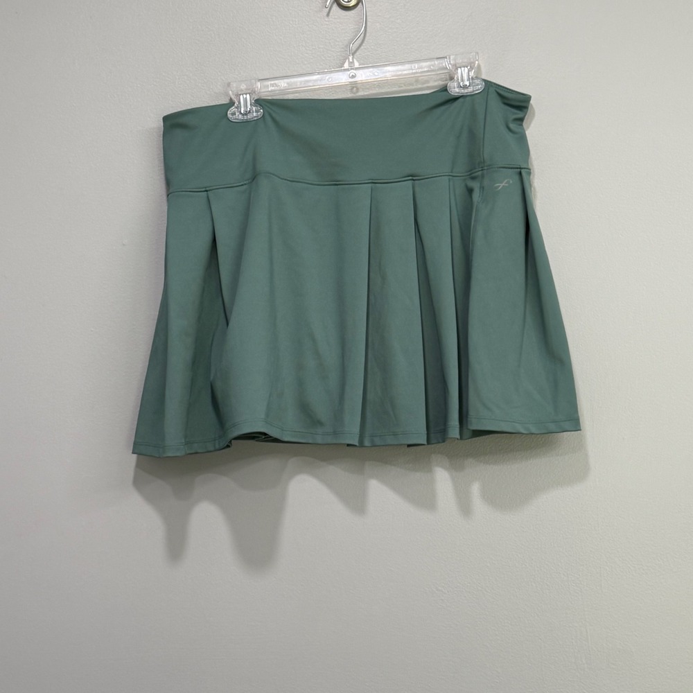 Freely Women XL Sage Green Pleated Athletic Tennis Golf Skort Zipper Pocket